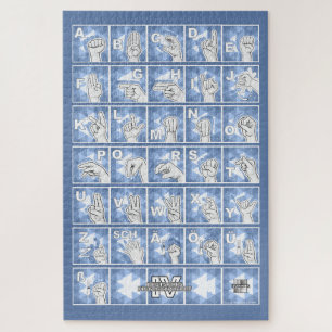 Deutsches Fingeralphabet 4 - blau / Puzzle