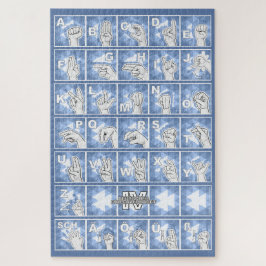 Deutsches Fingeralphabet 4 - blau / Puzzle
