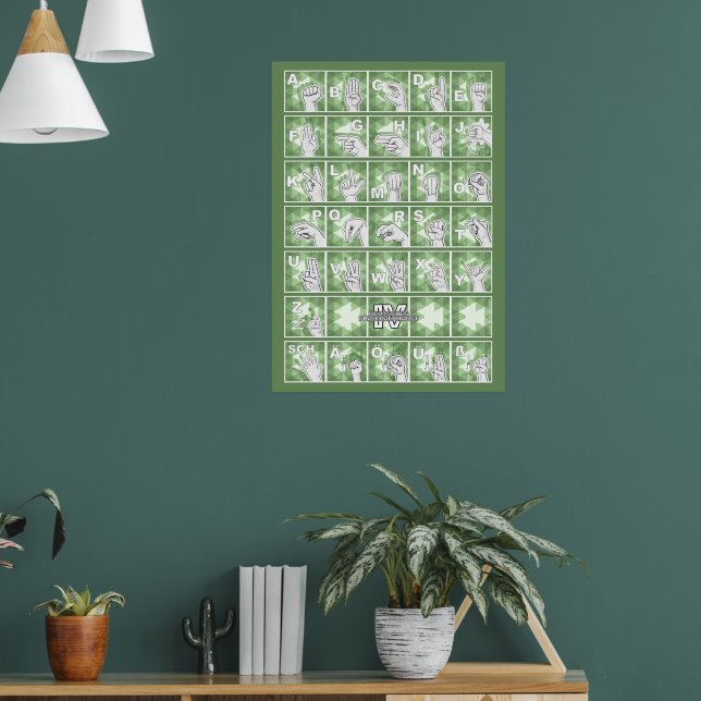 Deutsches Fingeralphabet 4 - grün / Poster (Wohnzimmer 1)