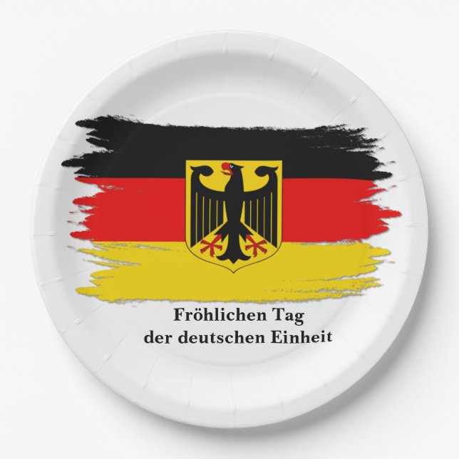 Deutsches Flag "Text Germany Unity Day" bearbeiten Pappteller (Vorderseite)