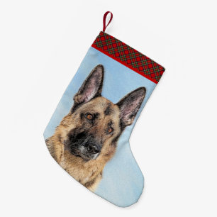 Deutsches Hirtengemälde - Niedliche Original Hund Kleiner Weihnachtsstrumpf