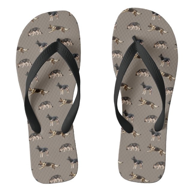 Deutsches Hirtenmuster (braun) Flip Flops (Fußbett)