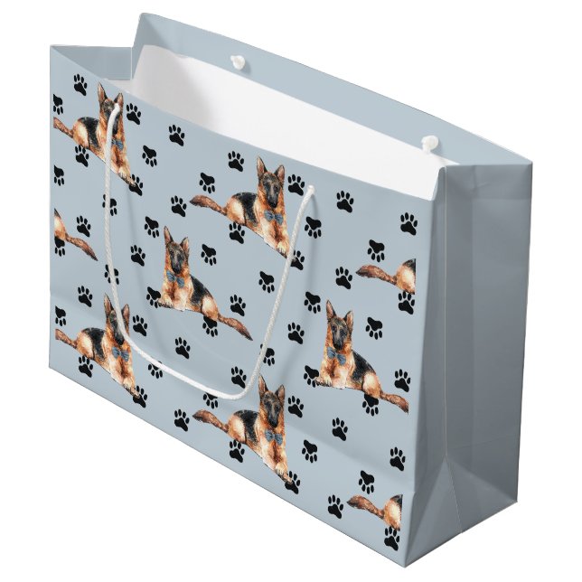 Deutsches Hirtenmuster Große Geschenktüte (Vorderseite Schrägansicht)