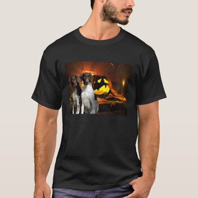 Deutsches kurzhaariger Zeiger-HalloweenunisexShirt T-Shirt (Vorderseite)