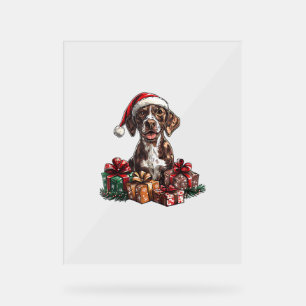 Deutsches Kurzporträts-Weihnachtsmannmütze Weihnac Acrylschild