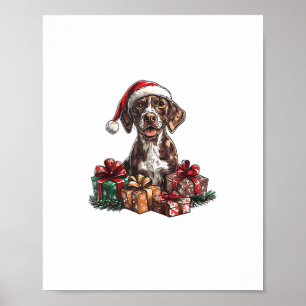 Deutsches Kurzporträts-Weihnachtsmannmütze Weihnac Poster