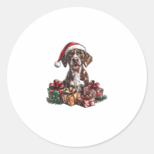 Deutsches Kurzporträts-Weihnachtsmannmütze Weihnac Runder Aufkleber