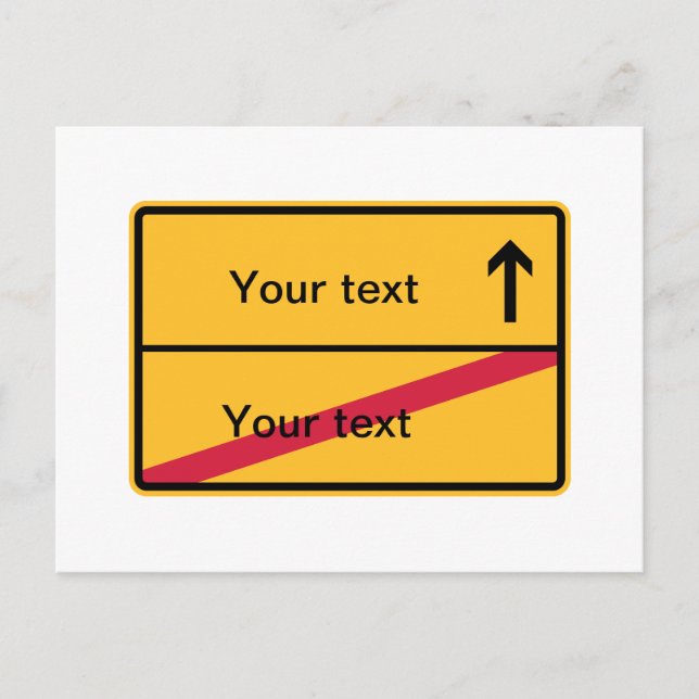 Deutsches Ortsschild, Ortsausfahrt Postkarte (Vorderseite)