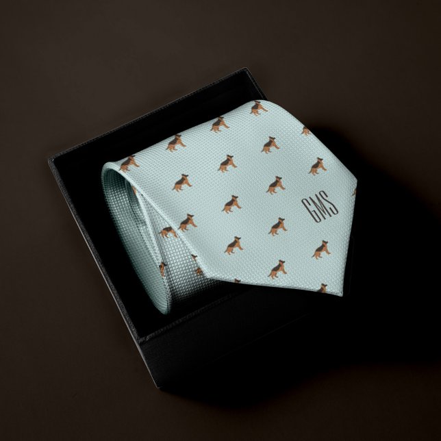 Deutsches Schäferhunde-Muster Mit Monogramm Krawatte (Von Creator hochgeladen)