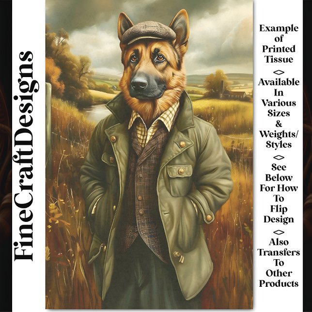 Deutsches Schäferportrait, Landschaft CG9 Decoupag Seidenpapier (Von Creator hochgeladen)