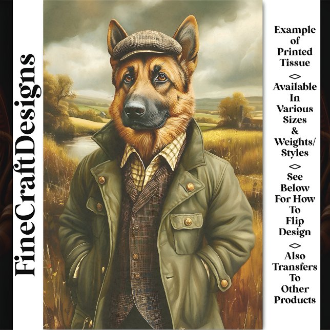 Deutsches Schäferportrait, Landschaft CH1 Decoupag Seidenpapier (Von Creator hochgeladen)