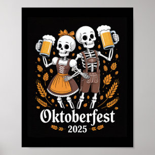 Deutsches Skelett Halloween Lederhosen Lustig 2025 Poster