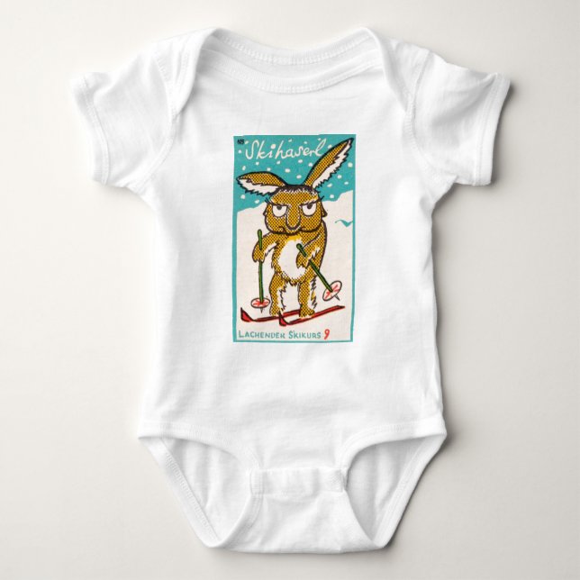 Deutsches Ski-Häschen Baby Strampler (Vorderseite)