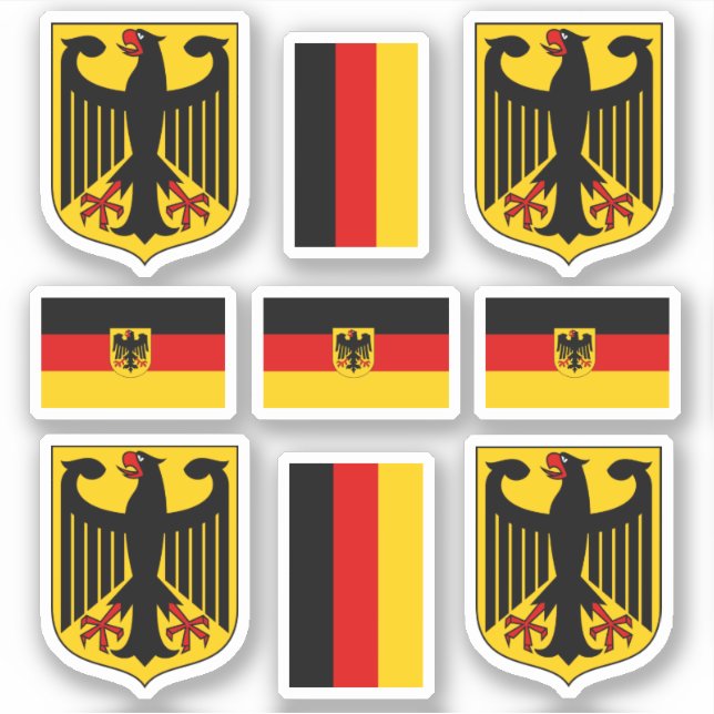 Deutsches Wappen und Flaggenaufkleber Aufkleber (Vorderseite)