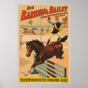 Deutsches Zirkusplakat eines Mannes, der auf einem Poster