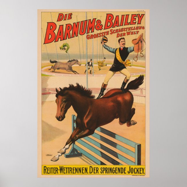 Deutsches Zirkusplakat eines Mannes, der auf einem Poster (Vorne)
