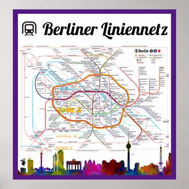 " Deutschland: 2021- Liniennetz Berlin (U/S/TRAM) Poster (Vorne)