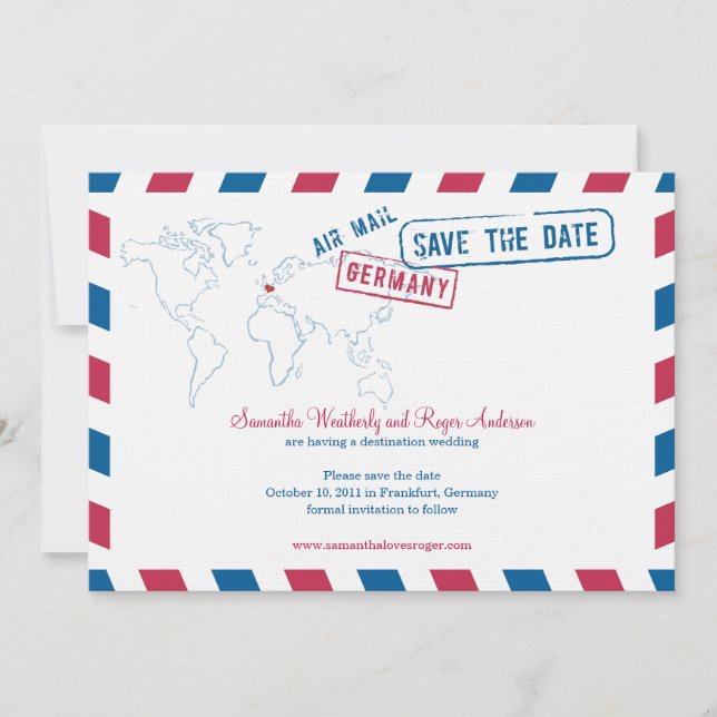 Deutschland Air Mail Wedding Save the Date (Vorderseite)