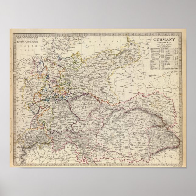 Deutschland - Allgemeine Karte Poster (Vorne)