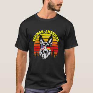 Deutschland Amerika Flagge Cooler Hund Sonnenbrill T-Shirt