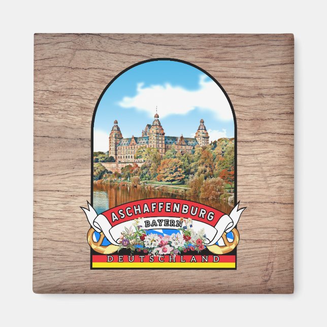 Deutschland Aschaffenburg Vintages Souvenir Magnet (Vorne)
