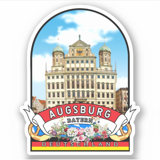 Deutschland Augsburg Vintage souvenir  Aufkleber (Vorderseite)