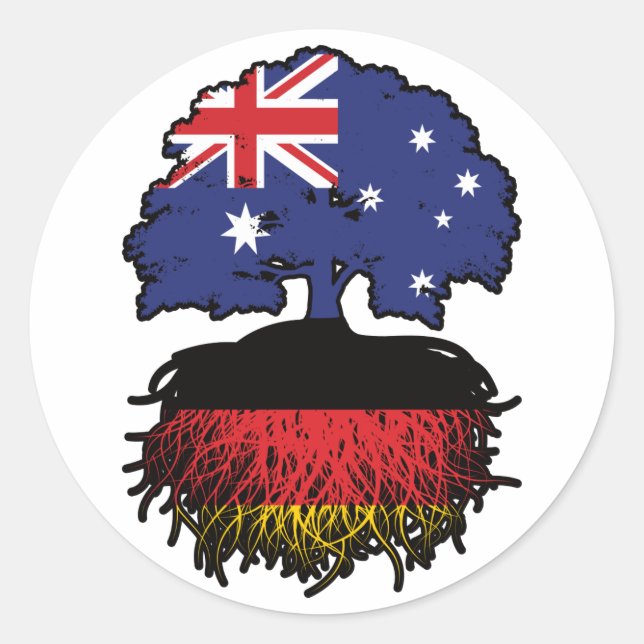 Deutschland Australien Tree Roots Runder Aufkleber (Vorderseite)