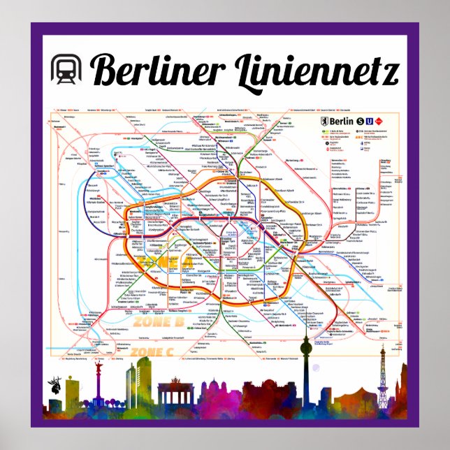 " Deutschland. BERLIN Liniennetz (S-/U-Bahn) ... Poster (Vorne)