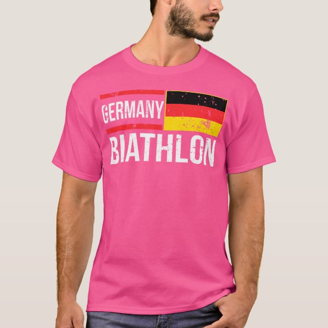 Deutschland Biathlon Ziel Skifahren Sportrennen T-Shirt (Vorderseite)