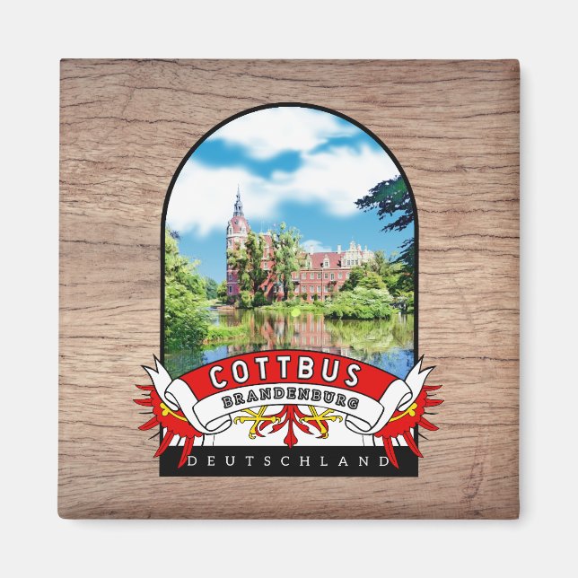 Deutschland Cottbus Vintage Brandenburg Magnet (Vorne)