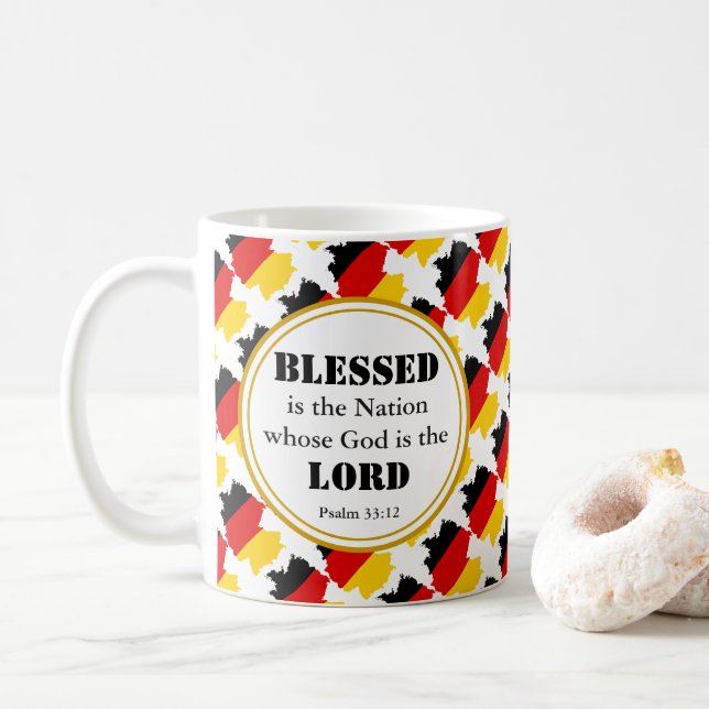 DEUTSCHLAND Deutschland Gesegnet Monogram Christli Kaffeetasse (Mit Donut)
