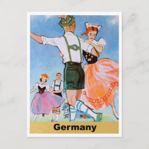 Deutschland, Ehepaare, die in Volkstrachten Polka Postkarte