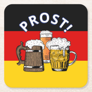 DEUTSCHLAND FLAG Cartoon Cheers Beers Prost Rechteckiger Pappuntersetzer