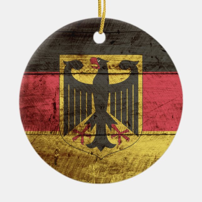 Deutschland-Flagge auf altem hölzernem Korn Keramikornament (Vorne)