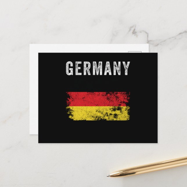 Deutschland-Flagge beschädigt - deutsche Flagge Postkarte (Vorderseite/Rückseite Beispiel)