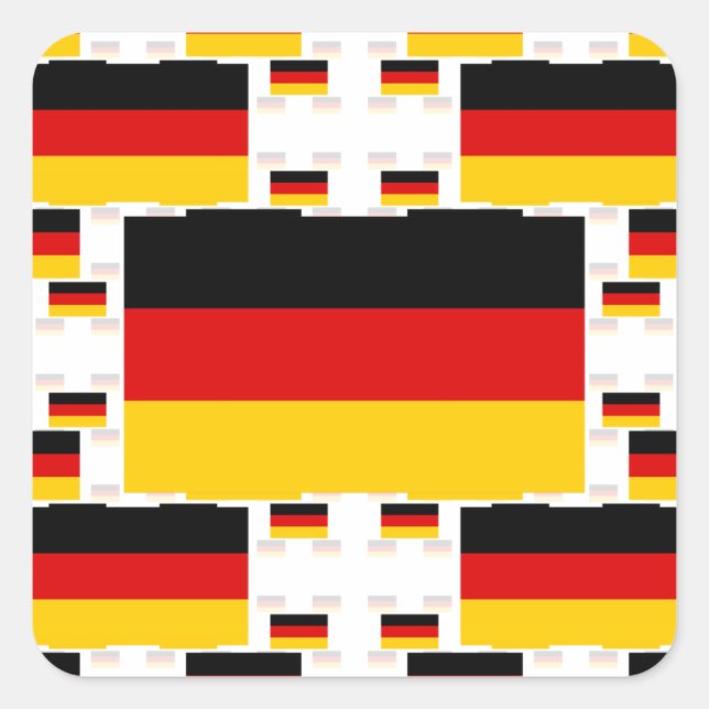 Deutschland - Flagge in mehreren farbigen Ebenen 2 Quadratischer Aufkleber (Vorderseite)
