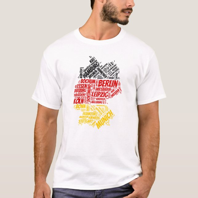 Deutschland Flagge mit Stadtbezeichnungen Word Art T-Shirt (Vorderseite)