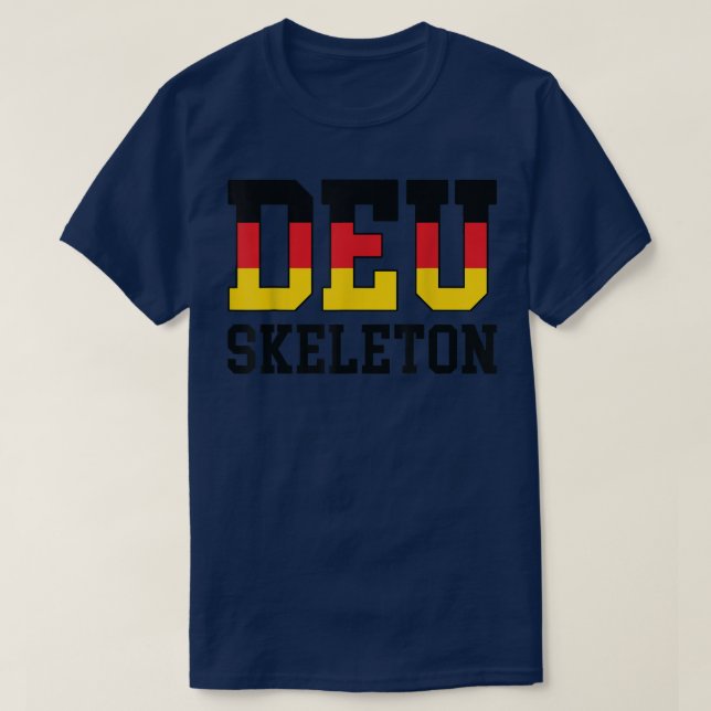 Deutschland Flagge Musher Deutsches DEU Skelett  T-Shirt (Design vorne)
