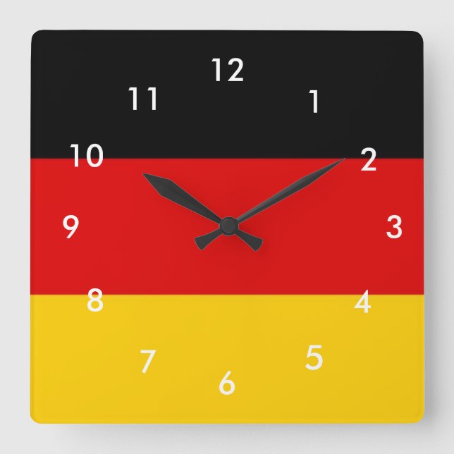 Deutschland-Flagge Quadratische Wanduhr (Vorderseite)