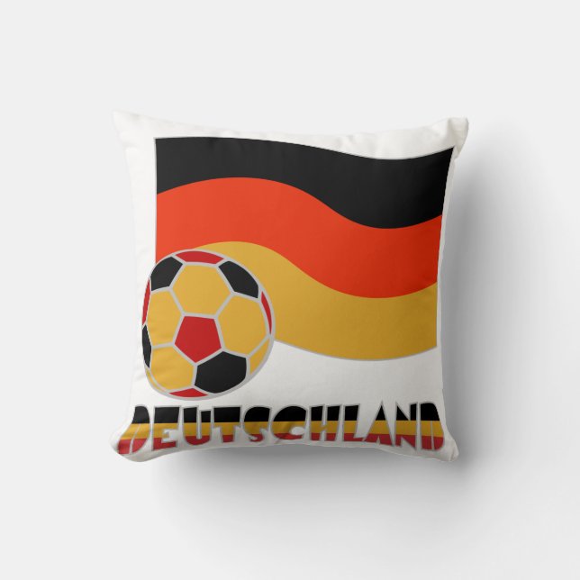 Deutschland Flagge und Fußball-Ball graue Grenze Kissen (Vorderseite)