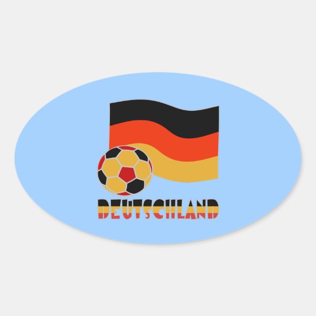 Deutschland Flagge und Fußball-Ball graue Grenze Ovaler Aufkleber (Vorderseite)