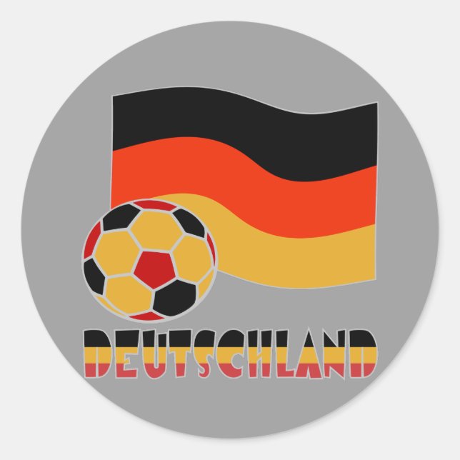Deutschland Flagge und Fußball-Ball graue Grenze Runder Aufkleber (Vorderseite)