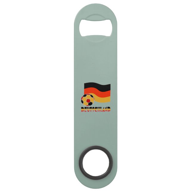 Deutschland Flagge und Fußball-Ball graue Grenze Speedflaschenöffner (Vorderseite)