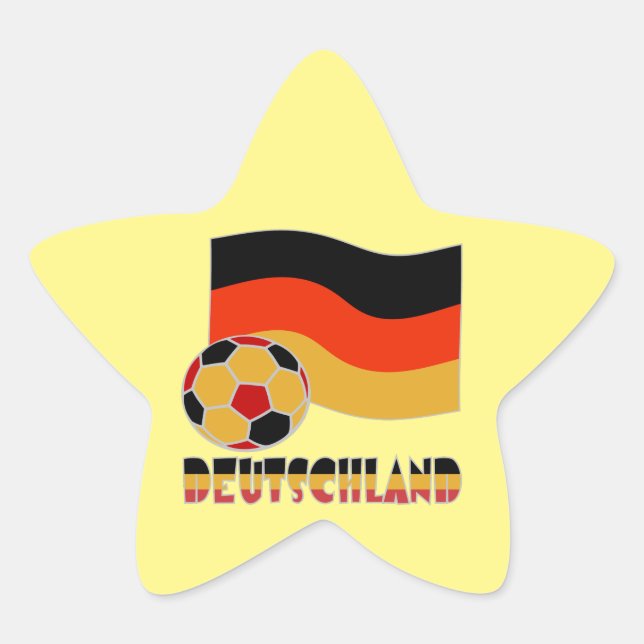Deutschland Flagge und Fußball-Ball graue Grenze Stern-Aufkleber (Vorderseite)