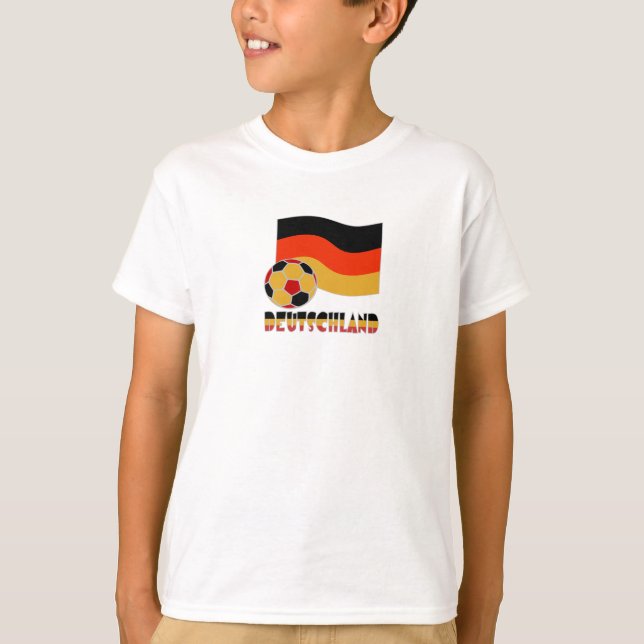 Deutschland Flagge und Fußball-Ball graue Grenze T-Shirt (Vorderseite)