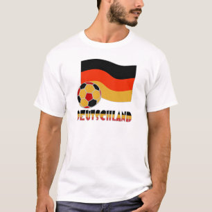 Deutschland-Flagge und Fußball grau umrandet T-Shirt
