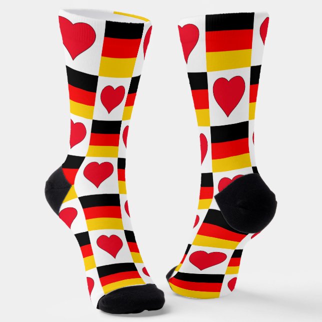 Deutschland Flaggen Herzendesign Spaß Deutscher St Socken (Gewinkelt)