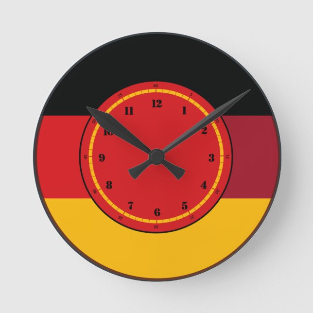 Deutschland-Flaggen-Wanduhr Runde Wanduhr (Vorderseite)