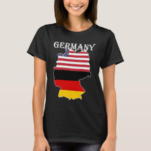 Deutschland Flaggenkarte USA Herkunft Expatriate E T-Shirt