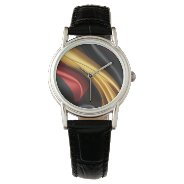 Deutschland Flaggenseidenstruktur Armbanduhr (Vorderseite)